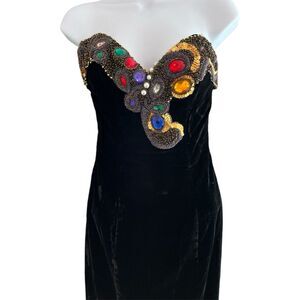 Elegant Black Beaded Prom Dress
